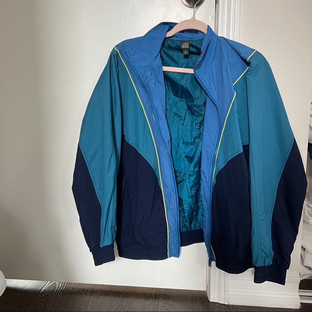 blue teal green windbreaker wild fable jacket size small